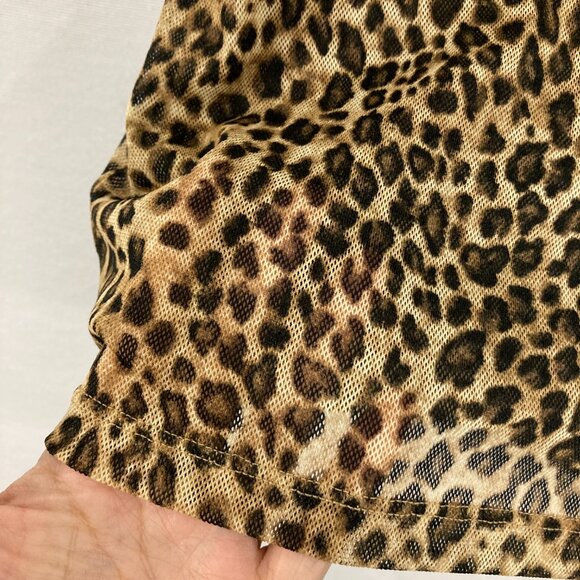 Lauren Ralph Lauren size 3X Leopard Print Ruffle Mesh Stretch Short Sleeve Top - Picture 5 of 10